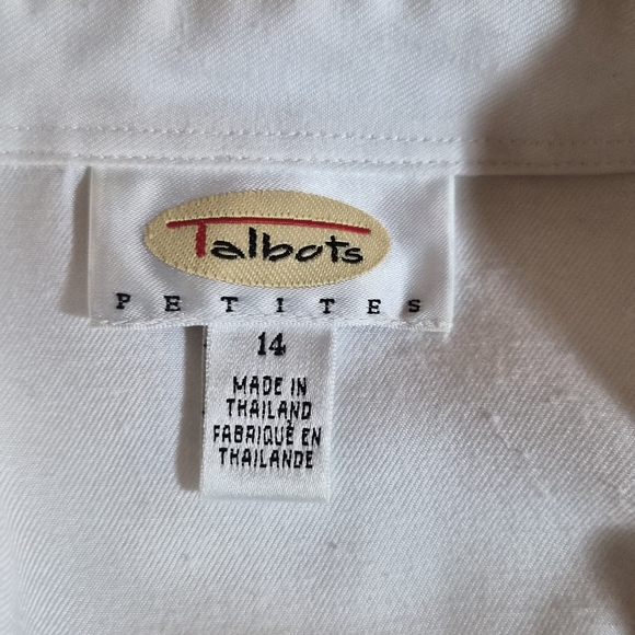 Talbots Petites White Button-Down Long Sleeve Blouse 14P - Picture 3 of 10